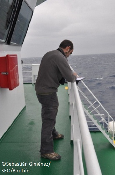 El técnico de campo Alberto Álvarez durante la realización de los censos ©Sebastián Giménez / SEO/BirdLife