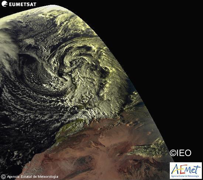 Imagen de AEMET con la situacion meteorologica en rango visible