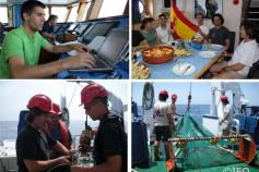 Maniobra del beam crawl en la cubierta del B/O Emma Bardán ©IEO