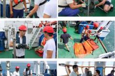 El Primer Oficial, Manuel Piñeiro, en varias de las actividades que realiza a bordo ©IEO